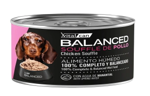 Alimento H&uacute;medo Vitalcan Balanced Souffl&eacute; Perro Cachorro Sabor Pollo Lata x 85gr