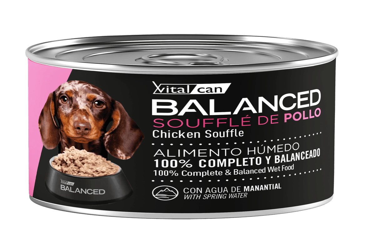 Alimento H�medo Vitalcan Balanced Souffl� Perro Cachorro Sabor Pollo Lata x 85gr