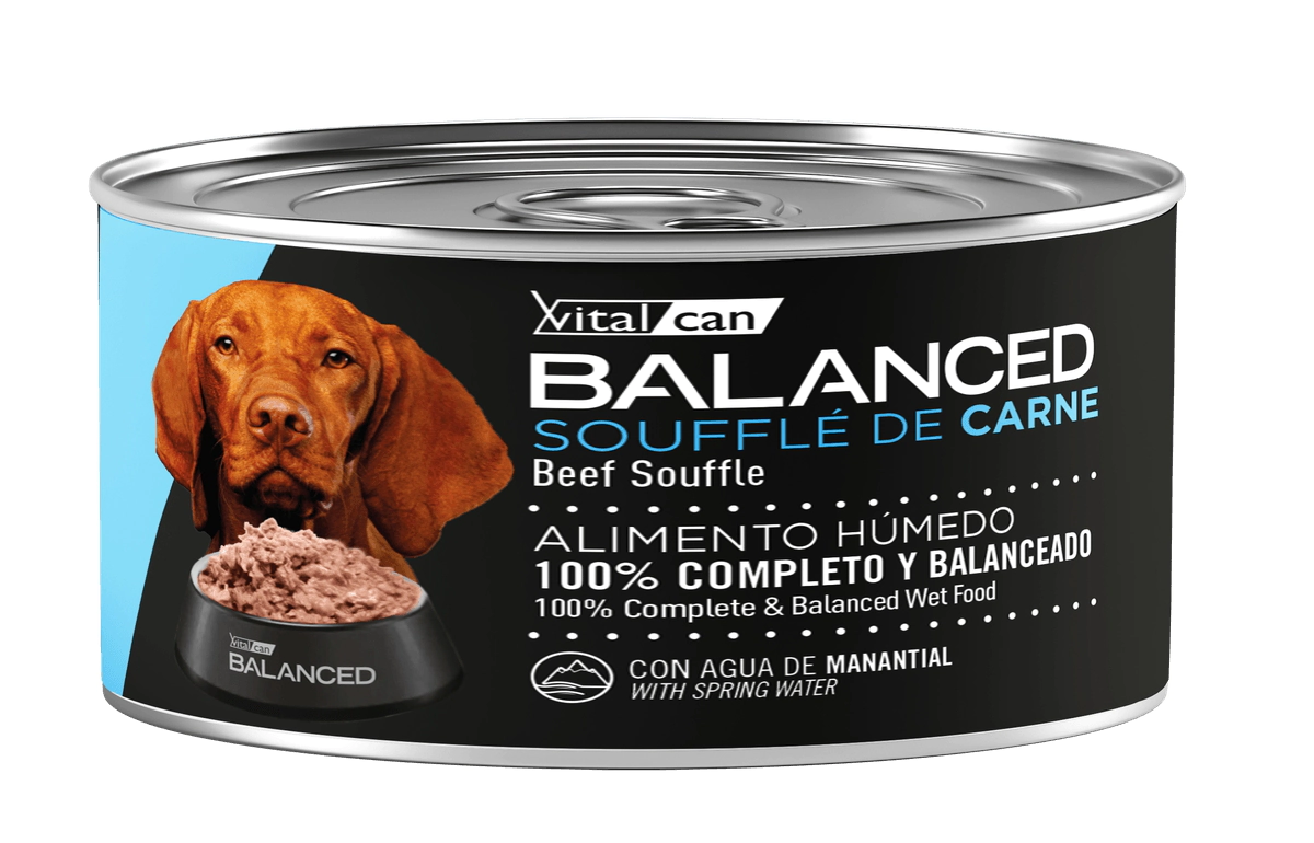 Alimento H�medo Vitalcan Balanced Souffl� Perro Adulto Sabor Carne Lata x 85gr