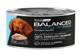 Alimento H&uacute;medo Vitalcan Balanced Souffl&eacute; Perro Adulto Sabor Pollo Lata x 85gr