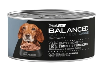 Alimento H&uacute;medo Vitalcan Balanced Souffl&eacute; Perro Senior Sabor Carne Lata x 85gr
