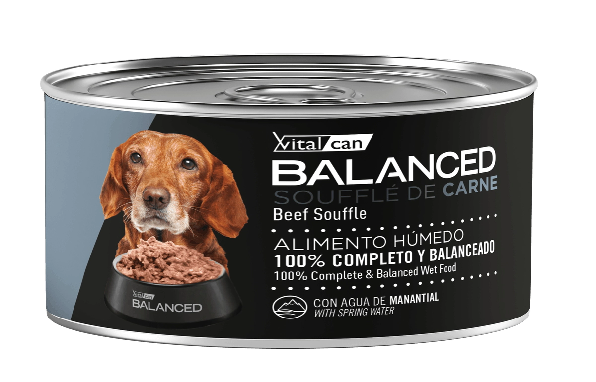 Alimento H�medo Vitalcan Balanced Souffl� Perro Senior Sabor Carne Lata x 85gr
