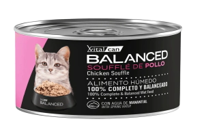 Alimento H&uacute;medo Vitalcan Balanced Souffl&eacute; Gato Cachorro Sabor Pollo Lata x 85gr