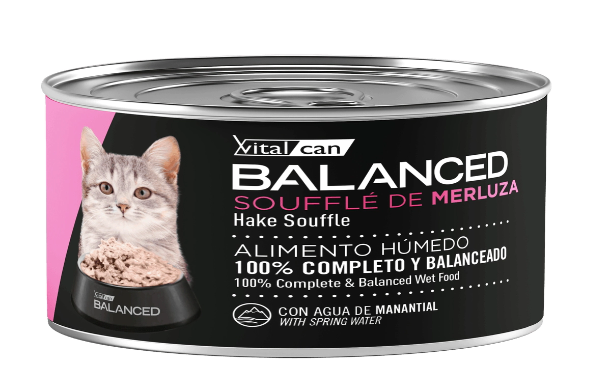 Alimento H�medo Vitalcan Balanced Souffl� Gato Cachorro Sabor Merluza Lata x 85gr