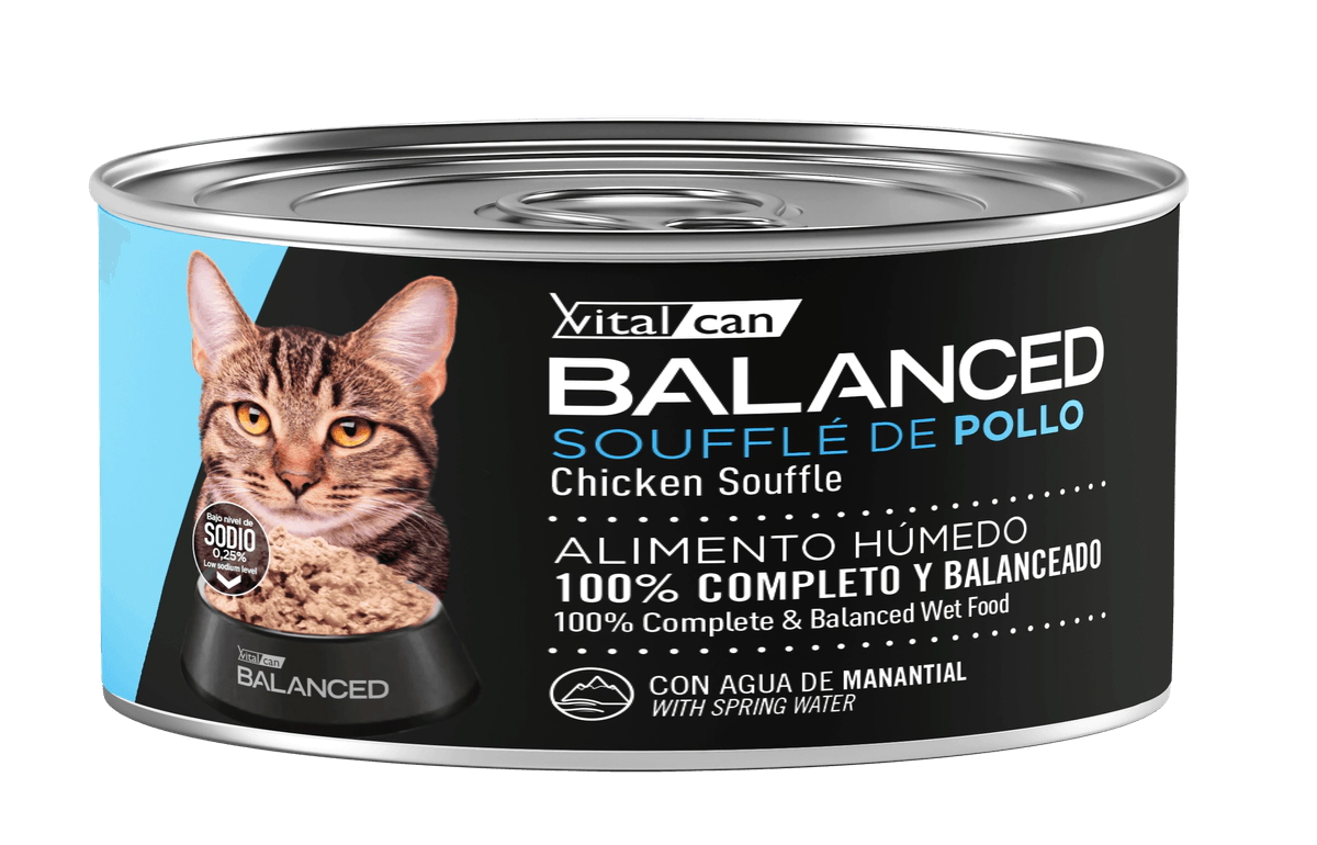 Alimento H�medo Vitalcan Balanced Souffl� Gato Adulto Sabor Pollo Lata x 85gr