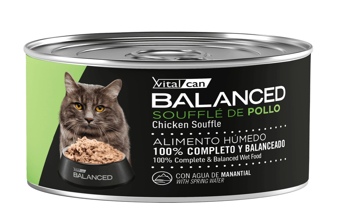 Alimento H�medo Vitalcan Balanced Souffl� Gato Castrado Sabor Pollo Lata x 85gr