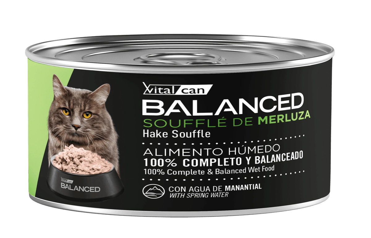 Alimento H�medo Vitalcan Balanced Souffl� Gato Castrado Sabor Merluza Lata x 85gr