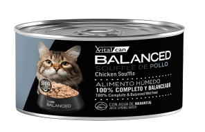 Alimento H&uacute;medo Vitalcan Balanced Souffl&eacute; Gato Senior Sabor Pollo Lata x 85gr