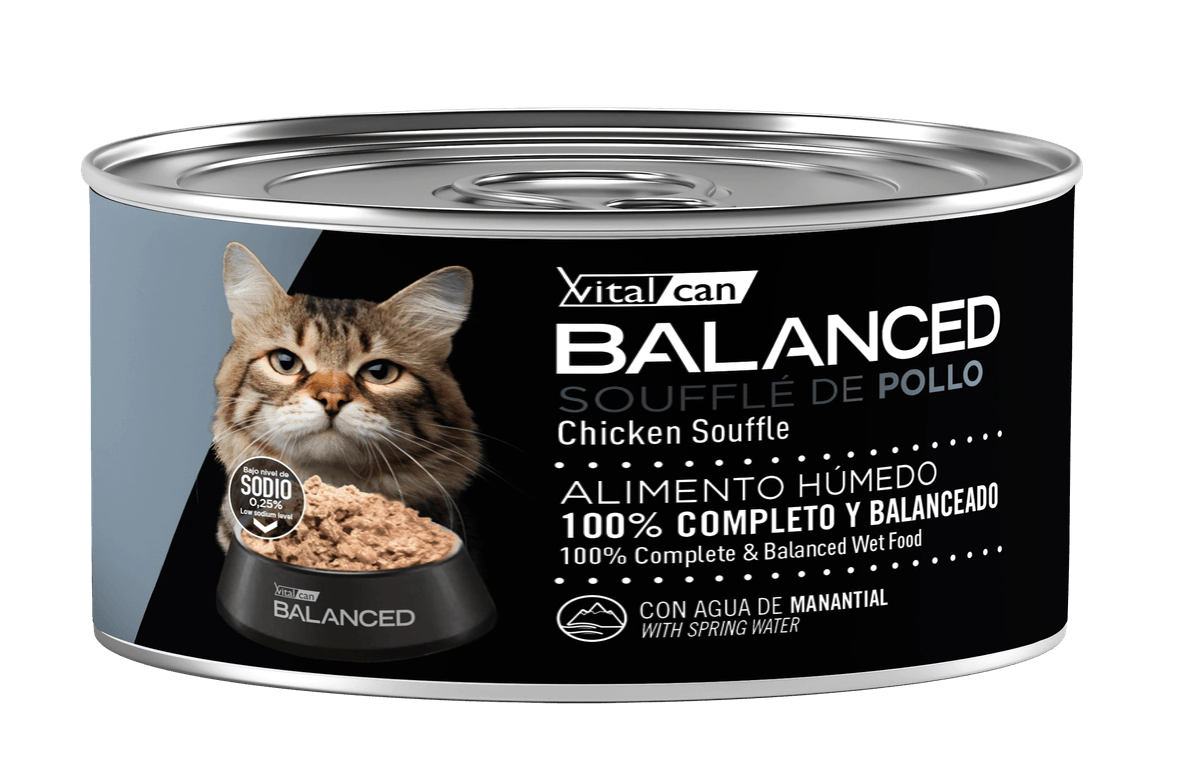 Alimento H�medo Vitalcan Balanced Souffl� Gato Senior Sabor Pollo Lata x 85gr