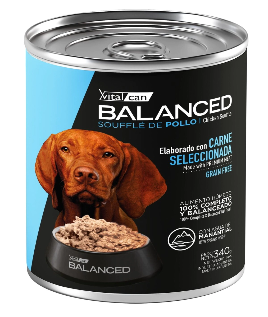 Alimento H�medo Vitalcan Balanced Souffl� Perro Adulto Sabor Pollo Lata x 340gr