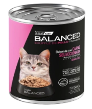 Alimento H&uacute;medo Vitalcan Balanced Souffl&eacute; Gato Cachorro Sabor Pollo Lata x 340gr