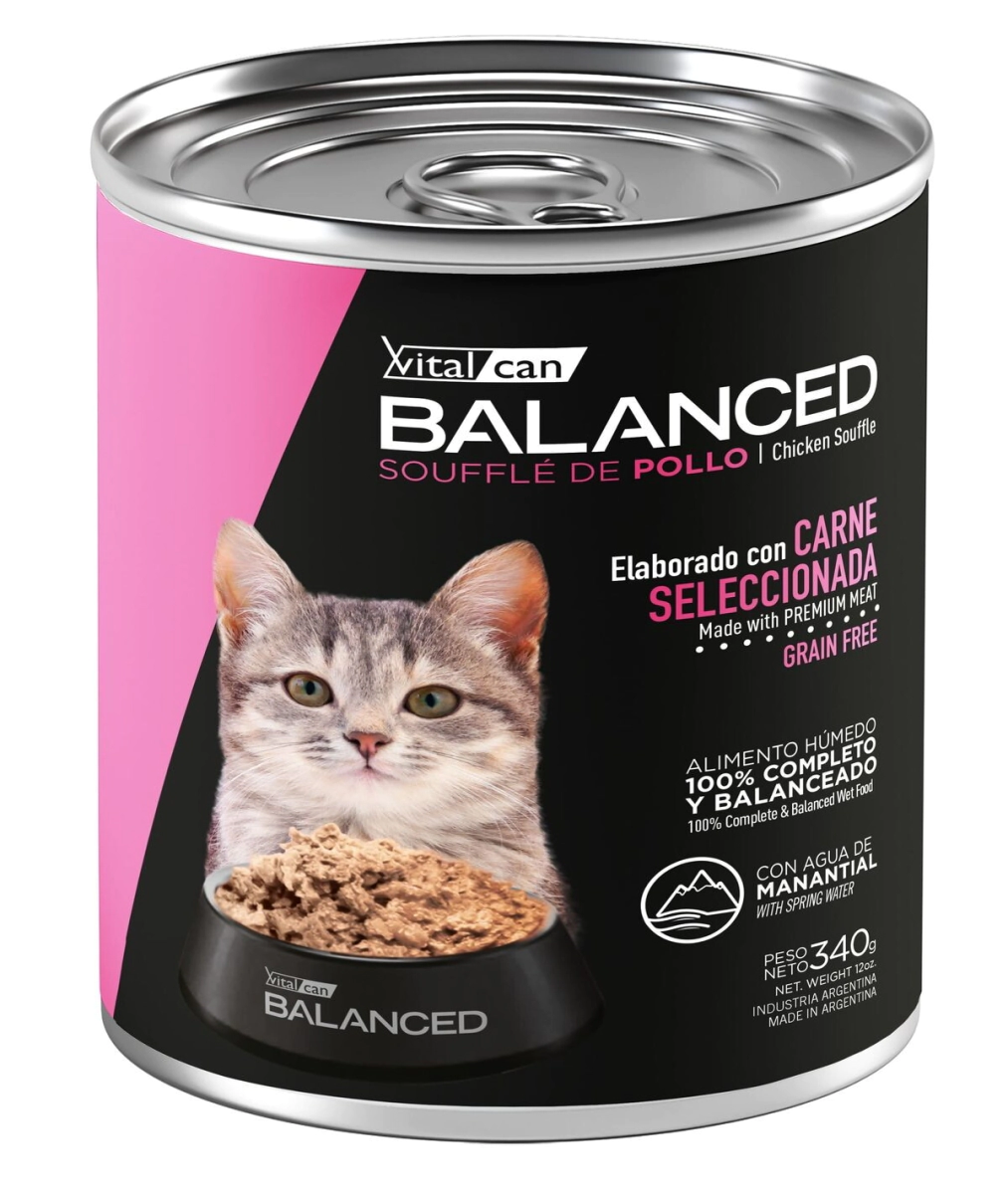Alimento H�medo Vitalcan Balanced Souffl� Gato Cachorro Sabor Pollo Lata x 340gr