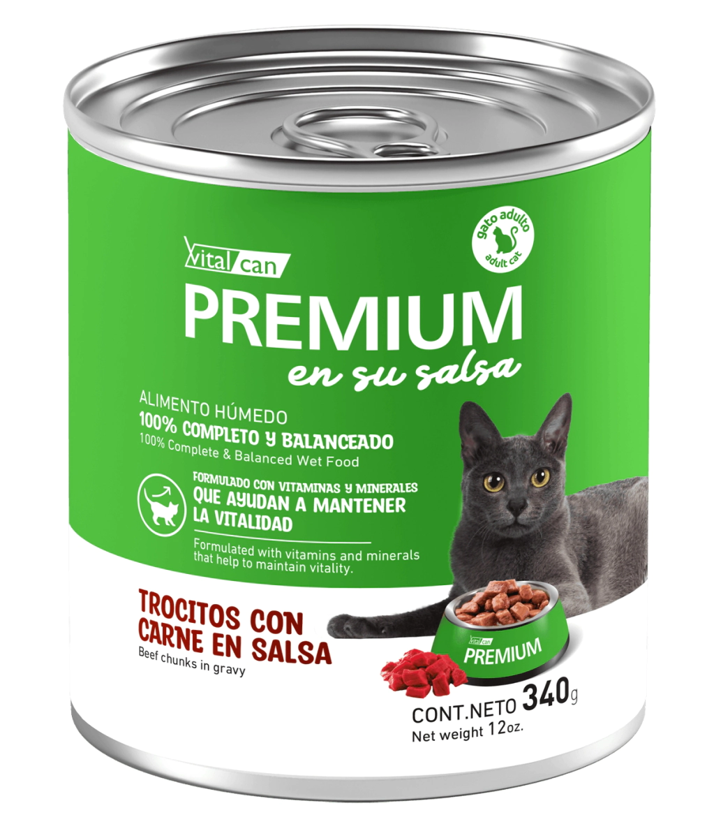 Alimento H�medo Vitalcan Premium Gato Adulto H�gado en Salsa Lata x 340gr