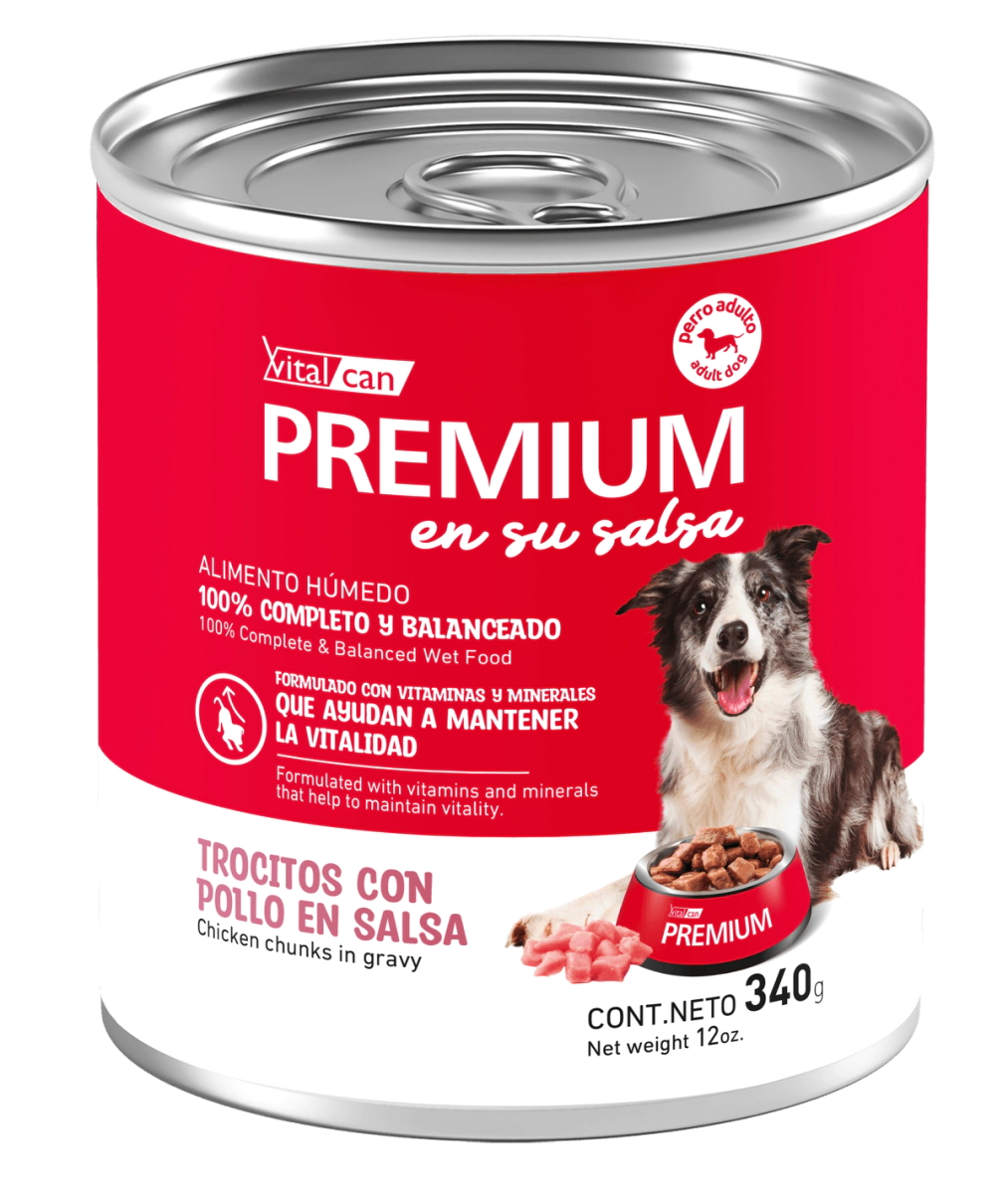 Alimento H�medo Vitalcan Premium Perro Adulto Pollo en Salsa Lata x 340gr