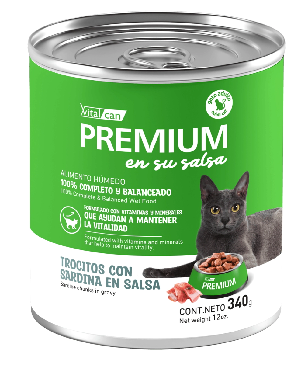 Alimento H�medo Vitalcan Premium Gato Adulto Sardina en Salsa Lata x 340gr