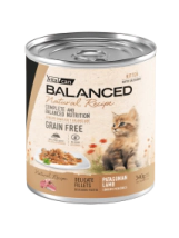 Alimento H&uacute;medo Vitalcan Balanced Natural Recipe Gato Cachorro Delicados Filetes de Cordero Lata x 340gr.