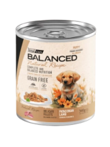 Alimento H&uacute;medo Vitalcan Balanced Natural Recipe Perro Cachorro Delicados Filetes de Cordero Lata x 340gr.
