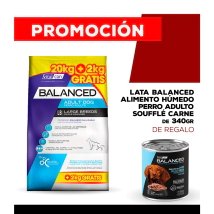 Alimento VitalCan Balanced Perro Adulto Raza Grande Bonus Bag x 20kg + 2kg + Balanced Souffl� Perro Adulto Sabor Pollo Lata x 340gr DE REGALO