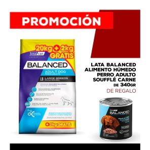 Alimento VitalCan Balanced Perro Adulto Raza Grande Bonus Bag x 20kg + 2kg + Balanced Souffl� Perro Adulto Sabor Pollo Lata x 340gr DE REGALO