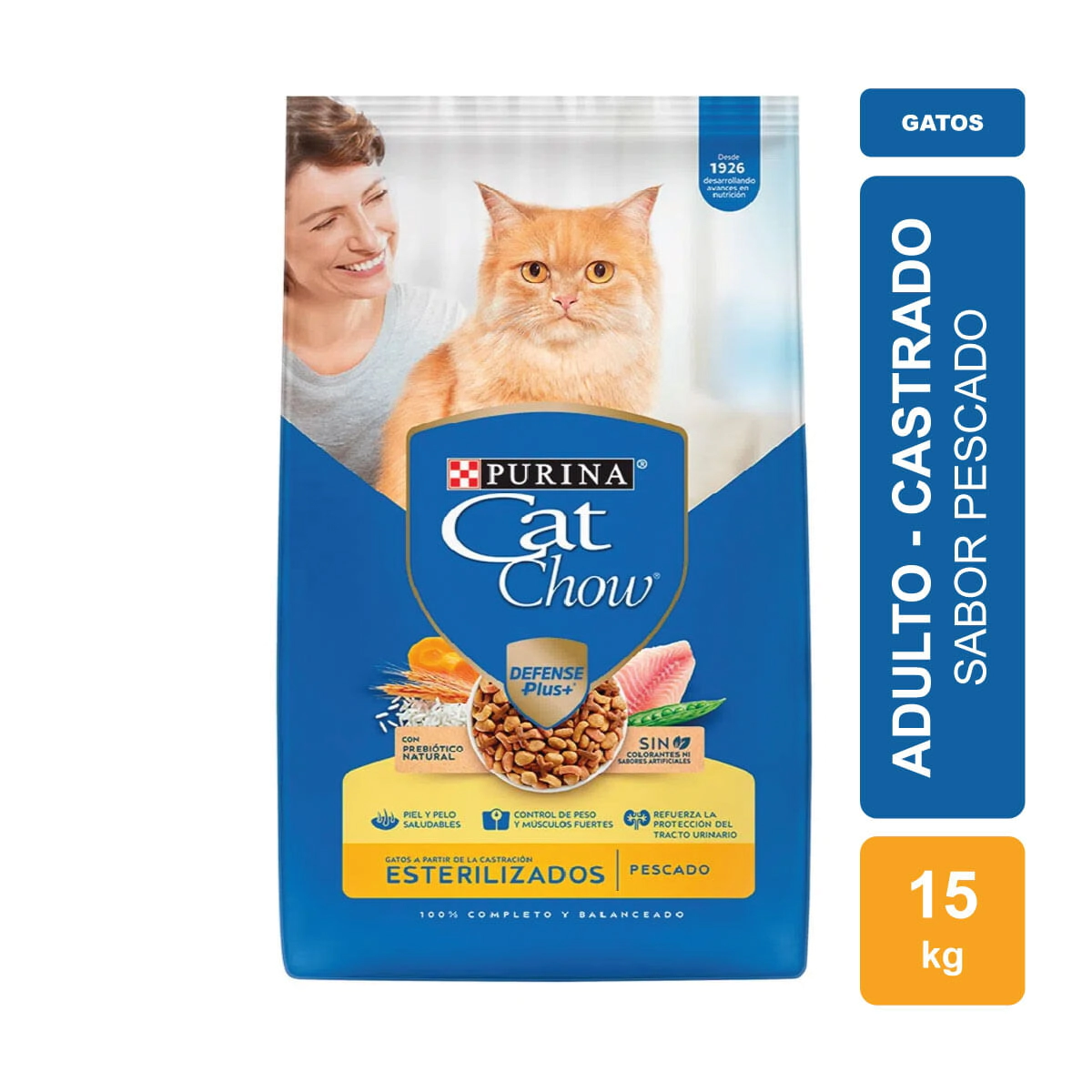 Alimento Purina Cat Chow Gato Adulto Esterilizados sin Colorante sabor Pescado x 15kg