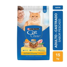 Alimento Purina Cat Chow Gato Adulto Esterilizados sin Colorante sabor Pescado x 15kg