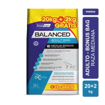 Alimento VitalCan Balanced Perro Adulto Raza Mediana Bonus Bag x 20kg + 2kg  + Balanced Souffl� Perro Adulto Sabor Pollo Lata x 340gr DE REGALO