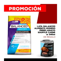 Alimento VitalCan Balanced Perro Adulto Raza Mediana Bonus Bag x 20kg + 2kg  + Balanced Souffl� Perro Adulto Sabor Pollo Lata x 340gr DE REGALO