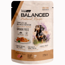 Alimento H&uacute;medo Vitalcan Balanced Natural Recipe Perro Adulto Delicados Filetes de Cerdo Pouch x 100gr.