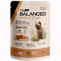 Alimento H&uacute;medo Vitalcan Balanced Natural Recipe Gato Adulto Delicados Filetes de Pollo Pouch x 85gr.