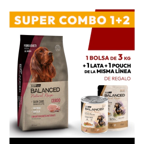 COMBO Alimento VitalCan Balanced Natural Recipe Perro Adulto con Cerdo x 3kg + 1 LATA + 1 POUCH DE REGALO