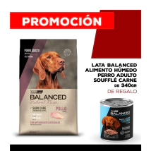 Alimento VitalCan Balanced Natural Recipe Perro Adulto con Cerdo x 15kg + Balanced Souffl&eacute; Perro Adulto Sabor Pollo Lata x 340gr DE REGALO