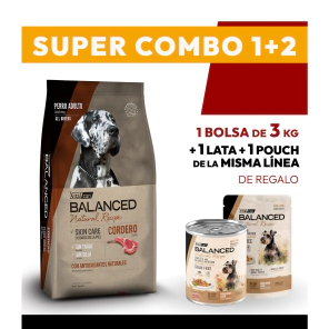COMBO Alimento VitalCan Balanced Natural Recipe Perro Adulto con Cordero x 3kg + 1 LATA + 1 POUCH DE REGALO