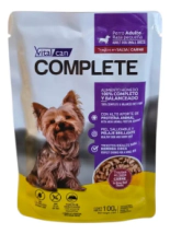 Alimento H&uacute;medo Complete Troc.E/S Carne P.Adul Rz.Peq. pouch x 100g      