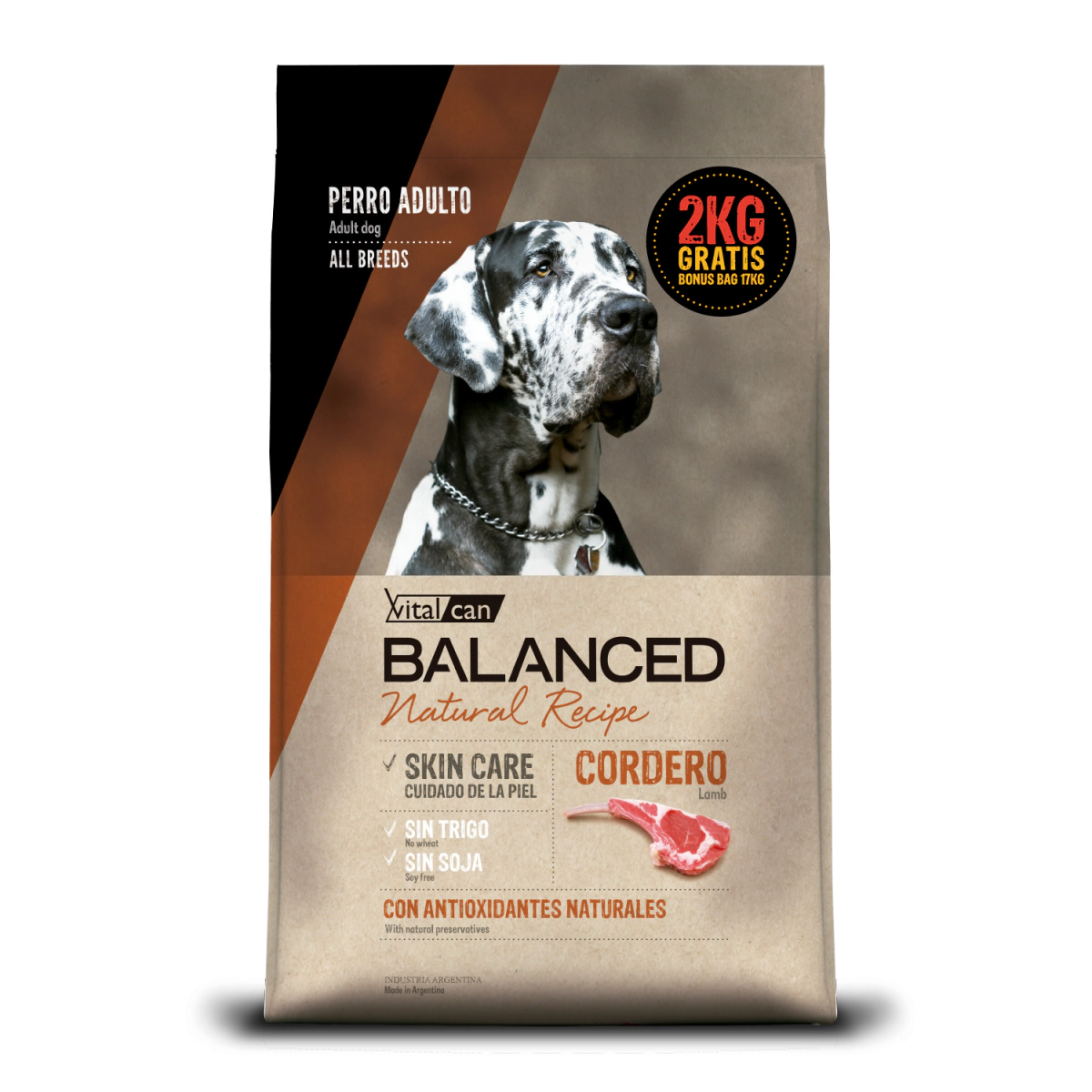 Balanced Nat.Recipe Perro Adulto Cordero BONUS BAG x 15 kg +2 Kg