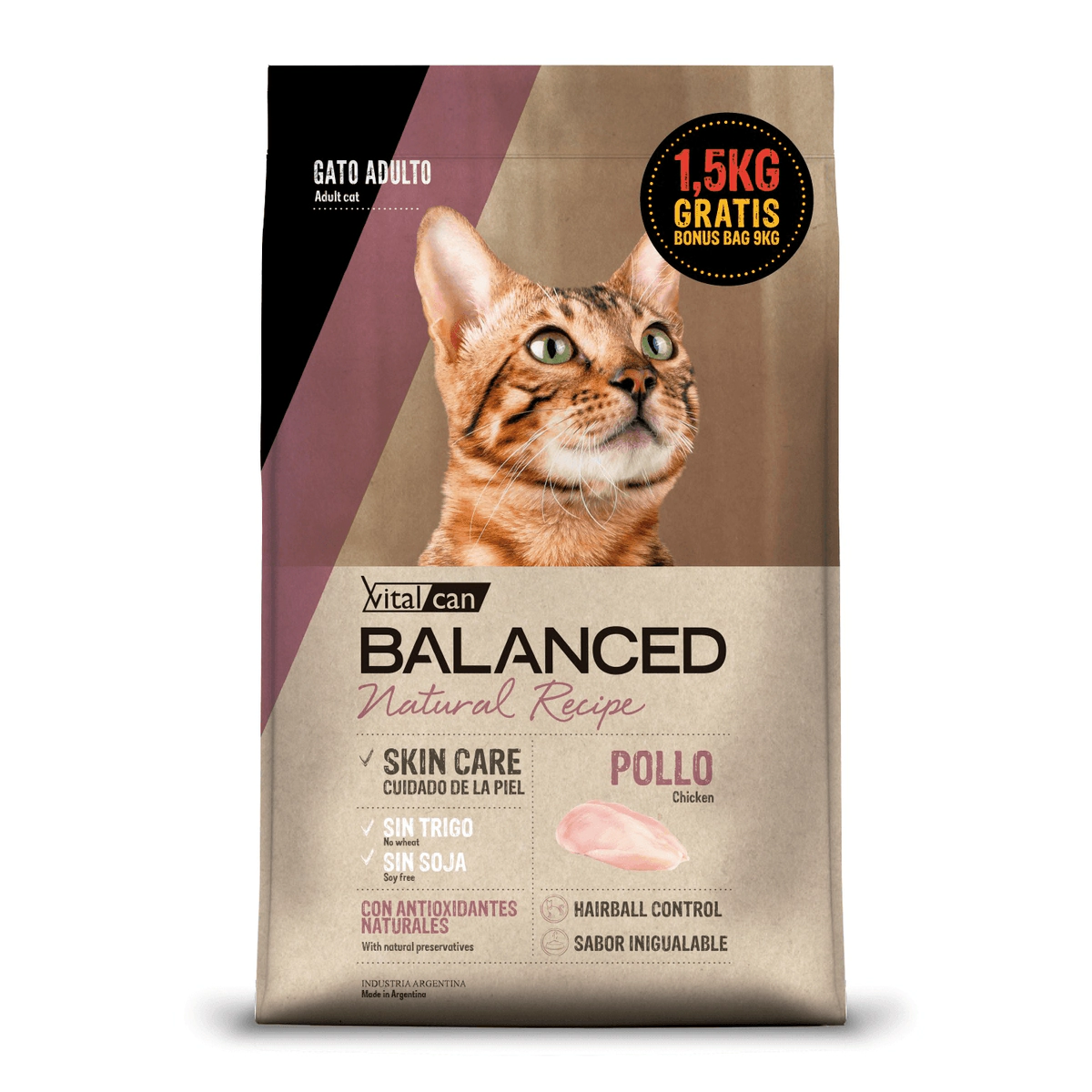 Alimento VitalCan Balanced Natural Recipe Gato Adulto con Pollo x 7,5 kg + 1,5 kg BONUS BAG