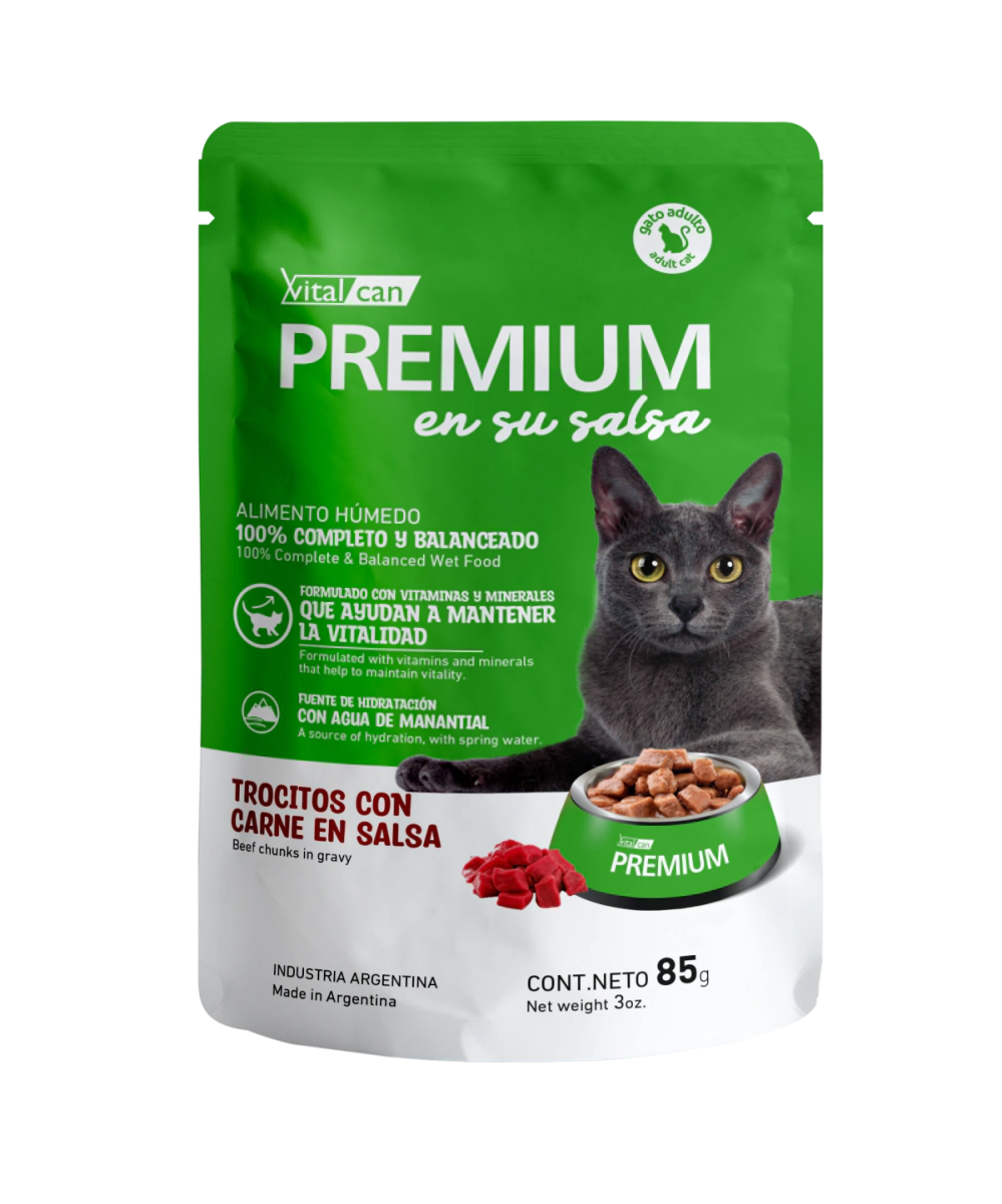 Alimento H�medo Premium Carne en Salsa Gato Adulto Pouch x 85gr