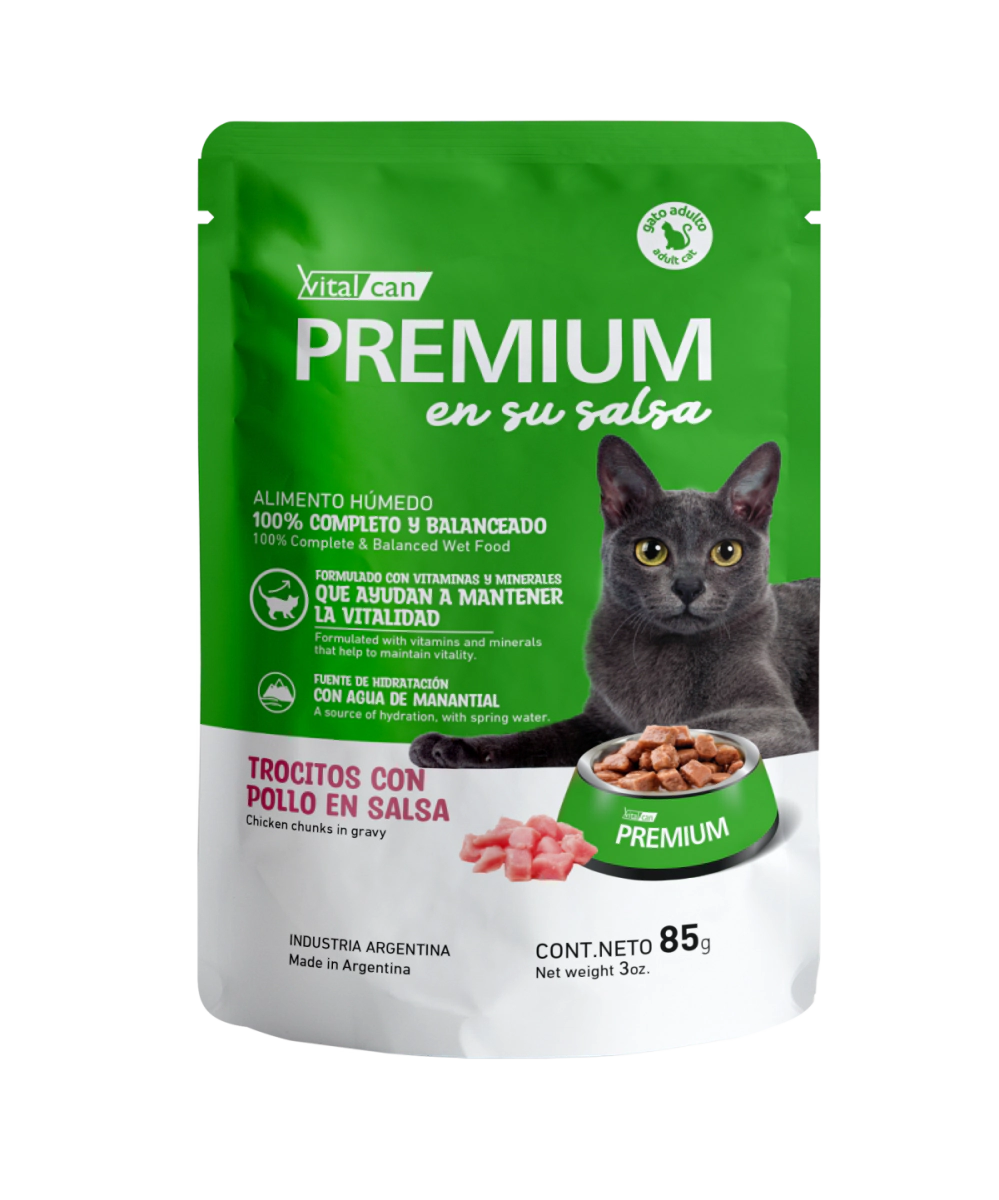 Alimento H�medo Premium Pollo en Salsa Gato Adulto Pouch x 85gr