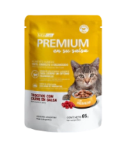 Alimento H�medo Premium Carne en Salsa Gato Cachorro Pouch x 85gr
