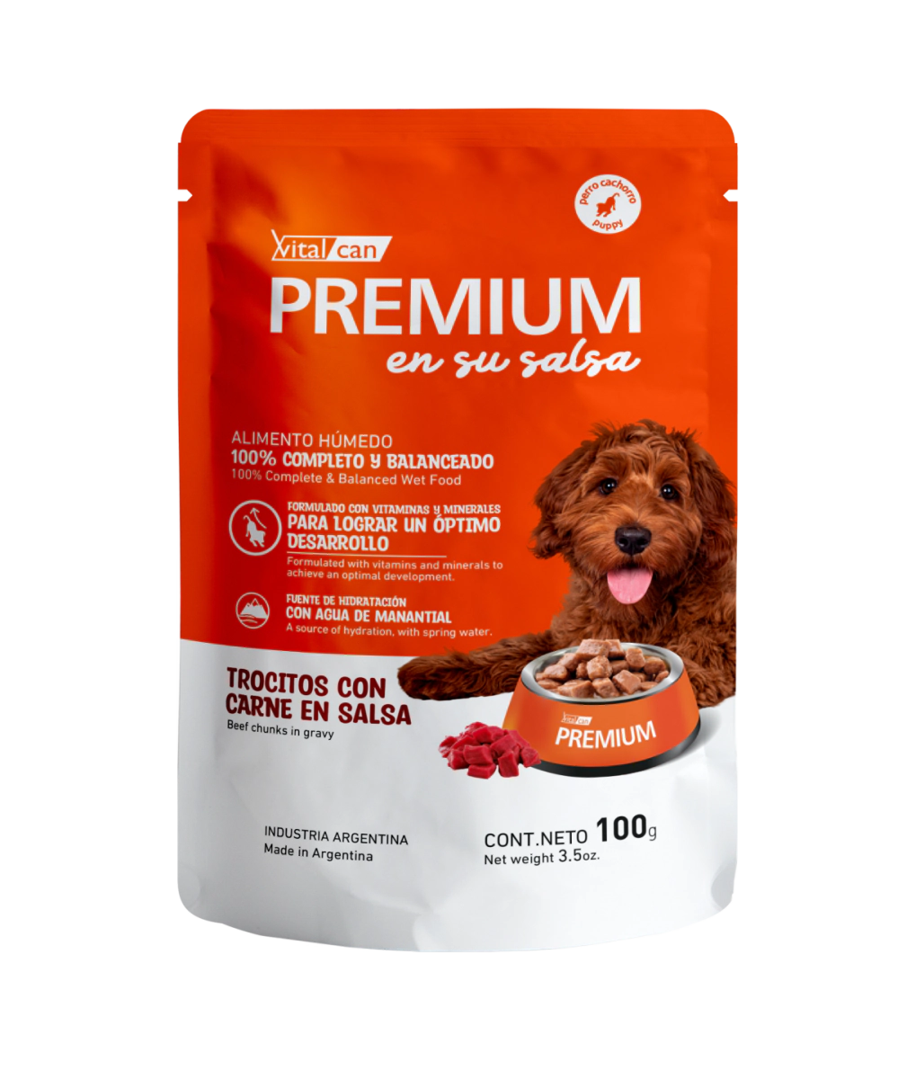 Alimento H�medo Premium Carne en Salsa Perro Cachorro Pouch x 100gr      