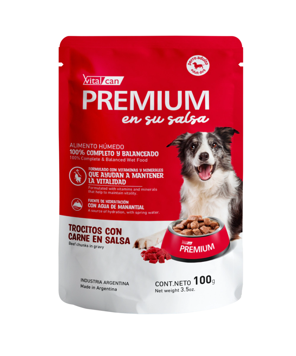 Alimento H�medo Premium Carne en Salsa Perro Adulto Pouch x 100gr