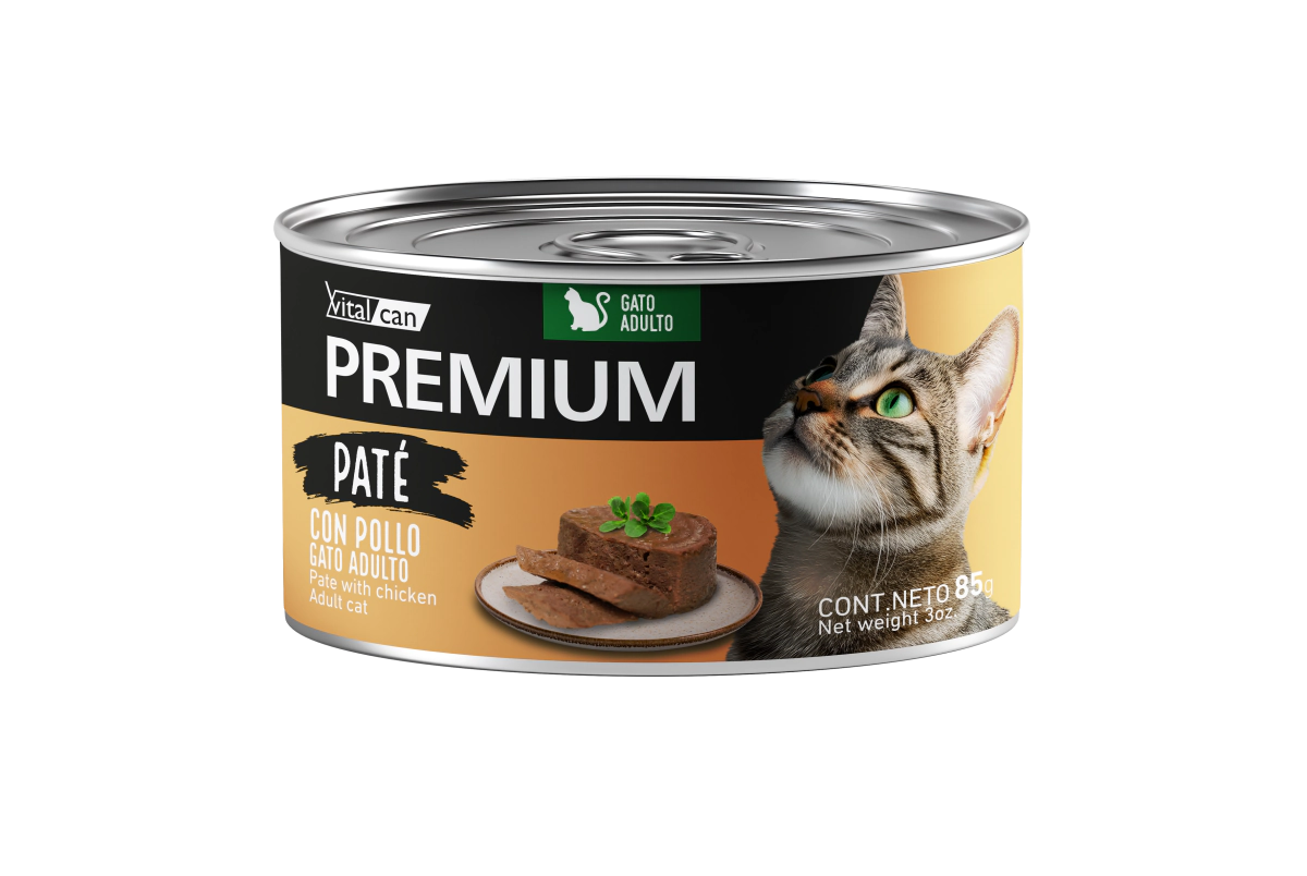 Alimento H�medo Vitalcan Premium Pate C/Pollo Gato Adulto lata x 85gr      