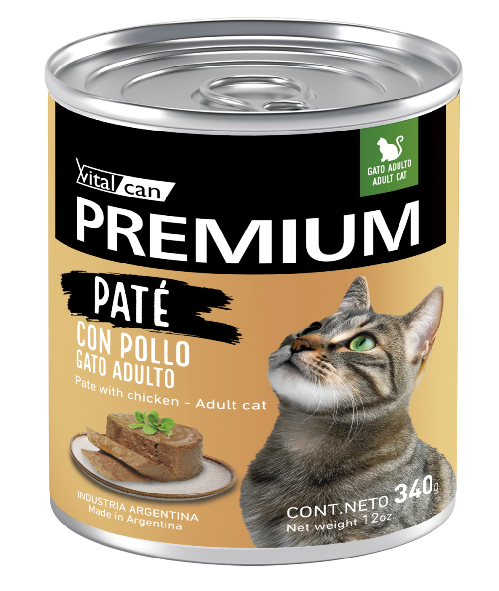 Alimento H�medo Vitalcan Premium Pate C/Pollo Gato Adulto lata x 340gr     