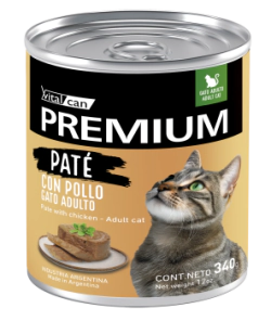 Alimento H&uacute;medo Vitalcan Premium Pate C/Pollo Gato Adulto lata x 340 gr     