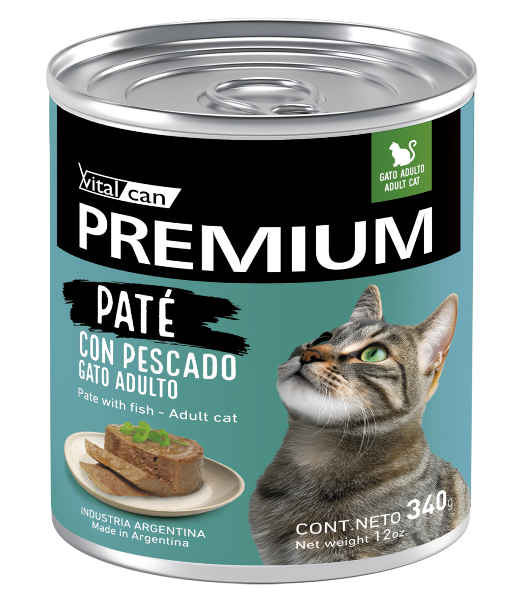 Alimento H�medo Vitalcan Premium Pate C/Pescado Gato Adulto lata x 340gr     