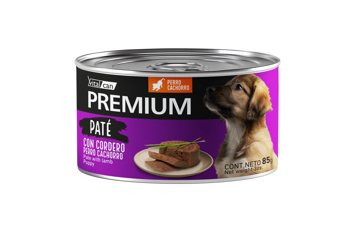 Alimento H�medo Vitalcan Premium Pate C/Cordero Perro Cachorro lata x 85gr     