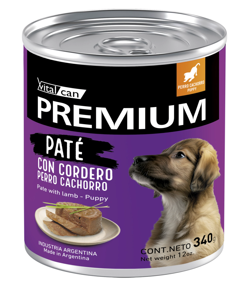 Alimento H�medo Vitalcan Premium Pate C/Cordero Perro Cachorro lata x 340gr      