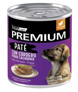 Alimento H&uacute;medo Vitalcan Premium Pate C/Cordero Perro Cachorro lata x 340gr      