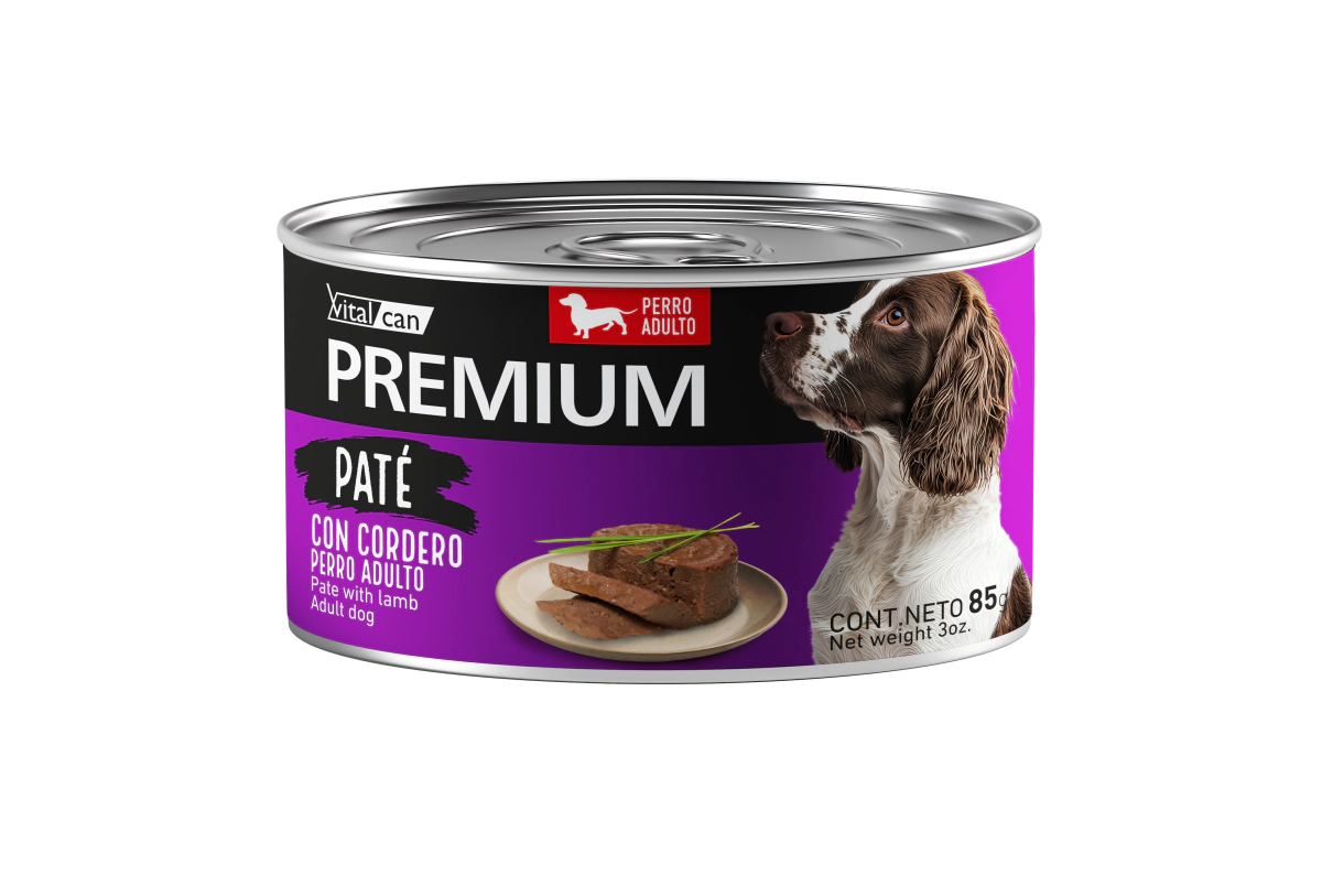 Alimento H�medo Vitalcan Premium Pate C/Cordero Perro Adulto lata x 85gr      