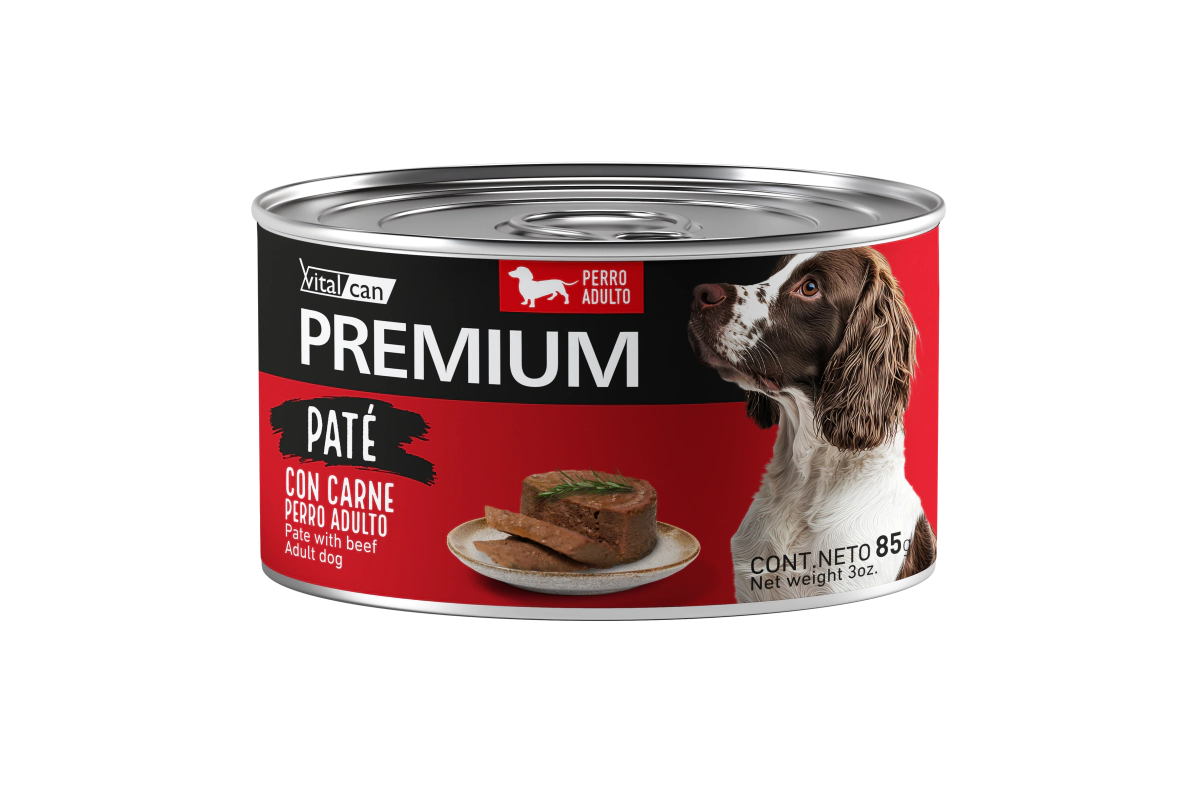 Alimento H�medo Vitalcan Premium Pate C/Carne Perro Adulto lata x 85gr      