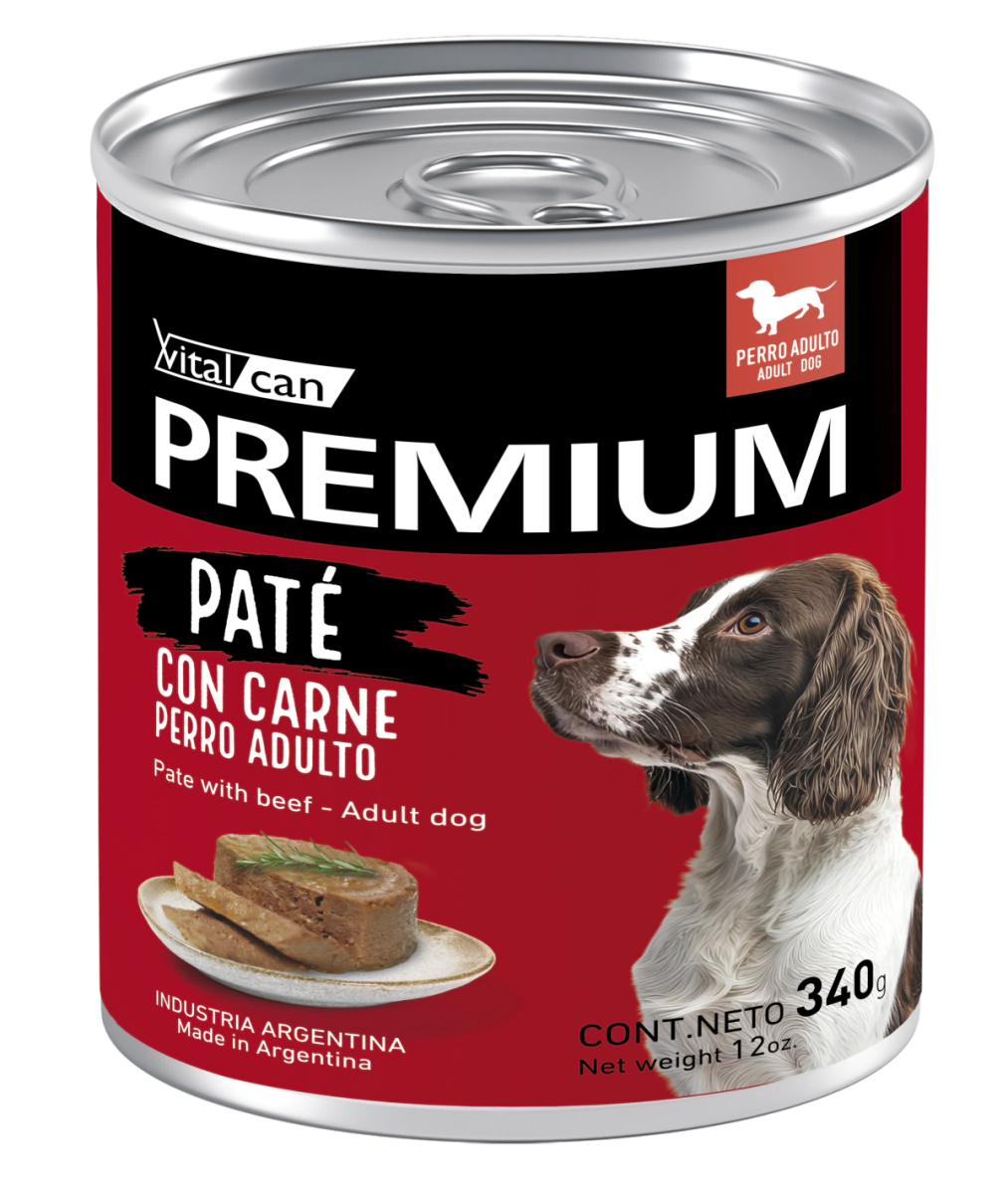 Alimento H�medo Vitalcan Premium Pate C/Carne Perro Adulto lata x 340gr      